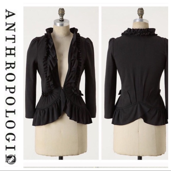Anthropologie Jackets & Blazers - 💕SALE💕Anthro Cartonnier Black Ruffle Blazer
